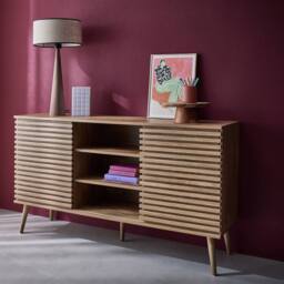 sweeek 140cm scandi-style sideboard with wooden effect in Beige - thumbnail 3