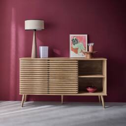 sweeek 140cm scandi-style sideboard with wooden effect in Beige - thumbnail 5