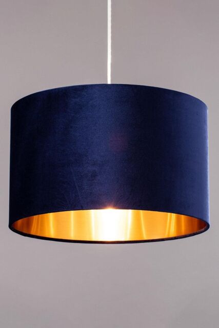 BHS Lighting Large Velvet Easy Fit Light Shade in Navy - image 1