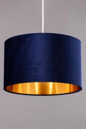 BHS Lighting Large Velvet Easy Fit Light Shade in Navy - thumbnail 2