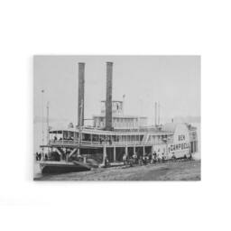"Artery8 River Steamboat Ben Campbell At Landing Canvas Wall Art Print in Grey - Size: W18"" x H24""" - thumbnail 1