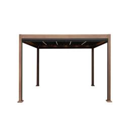 Monstershop Wood Effect Aluminium Pergola With Blinds & LED Lights - 3m x 3m in Brown - thumbnail 2
