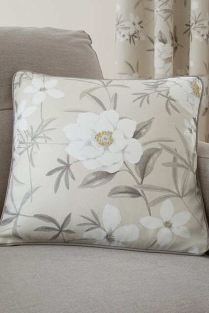 Dreams & Drapes 'Eve' Filled 100% Cotton Cushion With Modern Floral Print in Natural - Size: 43 cm x 43 cm - image 1