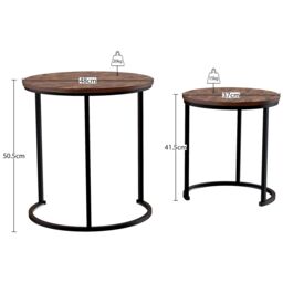 Home Discount Vida Designs Brooklyn Nest of 2 Round Tables Living Room Furniture in Dark Brown - thumbnail 2