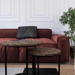 Home Discount Vida Designs Brooklyn Nest of 2 Round Tables Living Room Furniture in Dark Brown - thumbnail 5