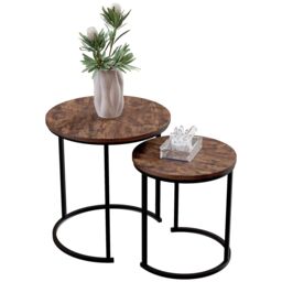 Home Discount Vida Designs Brooklyn Nest of 2 Round Tables Living Room Furniture in Dark Brown - thumbnail 6
