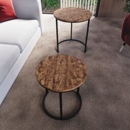 Home Discount Vida Designs Brooklyn Nest of 2 Round Tables Living Room Furniture in Dark Brown - thumbnail 4