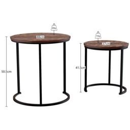 Home Discount Vida Designs Brooklyn Nest of 2 Round Tables Living Room Furniture in Dark Brown - thumbnail 7