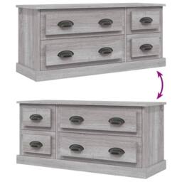 Berkfield Home TV Cabinet Grey Sonoma 100x35.5x45 cm Engineered Wood - thumbnail 8