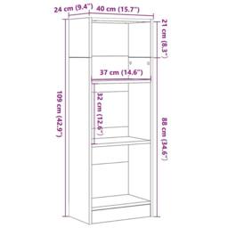 Berkfield Home Bookcase Black Oak 40x24x109 cm Engineered Wood - Size: 40 x 24 x 109 cm - thumbnail 9