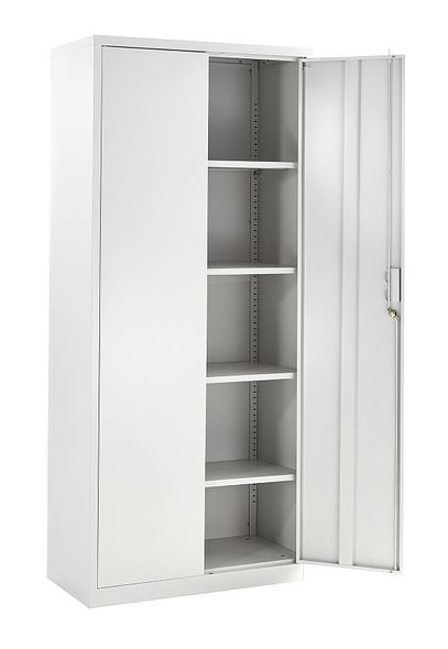 Moderna Metal Storage Cabinet with Lock Tall Grey Cupboard, 4 Shelves 180cm - image 1