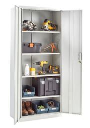 Moderna Metal Storage Cabinet with Lock Tall Grey Cupboard, 4 Shelves 180cm - thumbnail 4