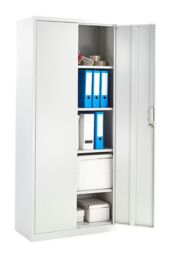 Moderna Metal Storage Cabinet with Lock Tall Grey Cupboard, 4 Shelves 180cm - thumbnail 2