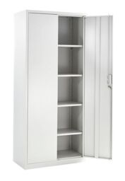 Moderna Metal Storage Cabinet with Lock Tall Grey Cupboard, 4 Shelves 180cm - thumbnail 1
