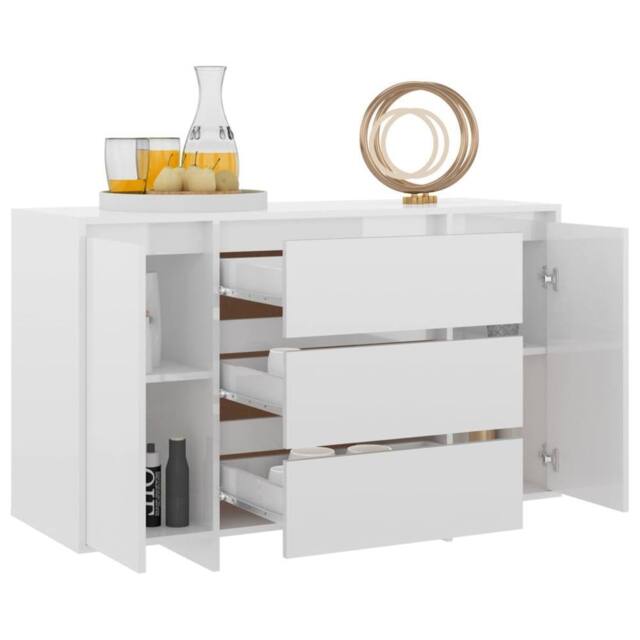 Berkfield Home Sideboard with 3 Drawers High Gloss White 120x41x75 cm Engineered Wood - Size: 120 x 41 x 75 cm - image 1