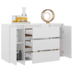 Berkfield Home Sideboard with 3 Drawers High Gloss White 120x41x75 cm Engineered Wood - Size: 120 x 41 x 75 cm