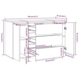 Berkfield Home Sideboard with 3 Drawers High Gloss White 120x41x75 cm Engineered Wood - Size: 120 x 41 x 75 cm - thumbnail 8