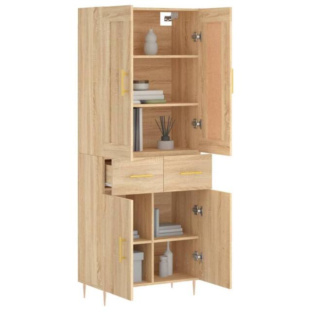 Berkfield Home Highboard Sonoma Oak 69.5x34x180 cm Engineered Wood in Light Oak - image 1