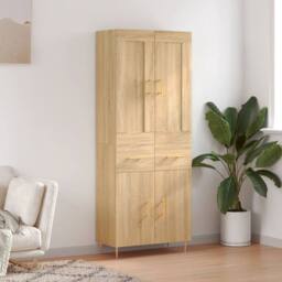 Berkfield Home Highboard Sonoma Oak 69.5x34x180 cm Engineered Wood in Light Oak - thumbnail 2