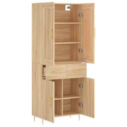 Berkfield Home Highboard Sonoma Oak 69.5x34x180 cm Engineered Wood in Light Oak - thumbnail 4