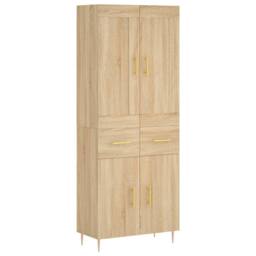 Berkfield Home Highboard Sonoma Oak 69.5x34x180 cm Engineered Wood in Light Oak - thumbnail 3