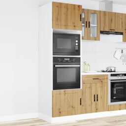 Berkfield Home Oven Cabinets 2 pcs Porto Artisan Oak Engineered Wood in Brown - thumbnail 3
