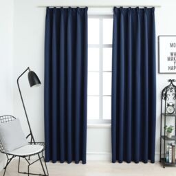 Berkfield Home Blackout Curtains with Hooks 2 pcs Blue 140x225 cm - thumbnail 1