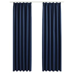 Berkfield Home Blackout Curtains with Hooks 2 pcs Blue 140x225 cm - thumbnail 2