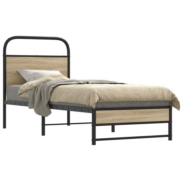 Berkfield Home Bed Frame Without Mattress 80x200 cm Smoked Oak Engineered Wood in Brown - image 1