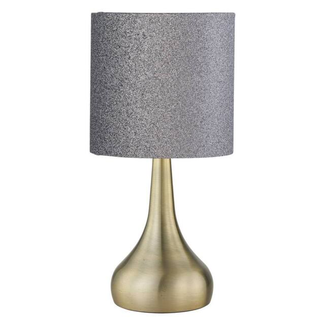 First Choice Lighting Romana - Antique Brass Touch Operated Table Lamp with Glitter Shade in Bronze - image 1