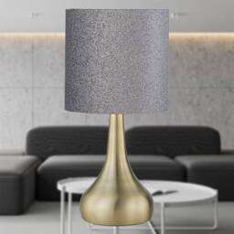 First Choice Lighting Romana - Antique Brass Touch Operated Table Lamp with Glitter Shade in Bronze - thumbnail 3