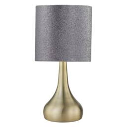 First Choice Lighting Romana - Antique Brass Touch Operated Table Lamp with Glitter Shade in Bronze - thumbnail 2