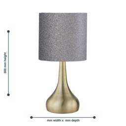 First Choice Lighting Romana - Antique Brass Touch Operated Table Lamp with Glitter Shade in Bronze - thumbnail 5