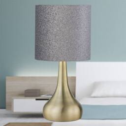 First Choice Lighting Romana - Antique Brass Touch Operated Table Lamp with Glitter Shade in Bronze - thumbnail 4