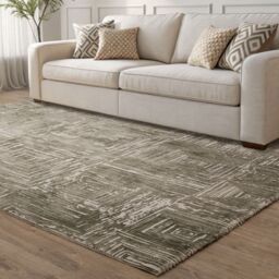 The Rug Shop UK Green Modern Striped Latex Back Latex Backing Area Rug - Size: 200 cm x 290 cm - thumbnail 1