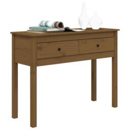 Berkfield Home Beautiful Console Table Honey Brown 100x35x75 cm Solid Wood Pine - Size: 100 x 35 x 75 cm - thumbnail 4