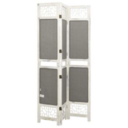 Berkfield Home 3-Panel Room Divider Grey 105x165 cm Fabric - thumbnail 4