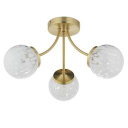 First Choice Lighting Set of 2 Lucie - Confetti Glass with Satin Gold Ceiling Lights - thumbnail 2