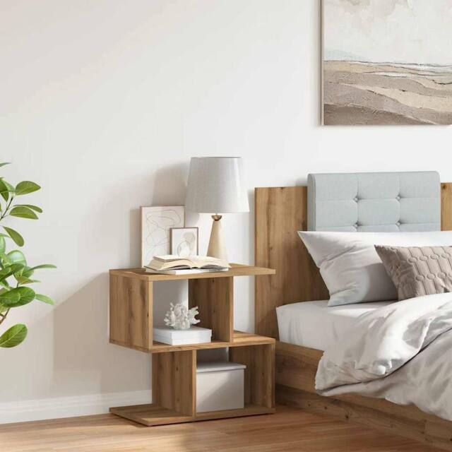 Berkfield Home Classic Bedside Cabinet Artisan Oak 50x30x51.5 cm Engineered Wood in Brown - image 1