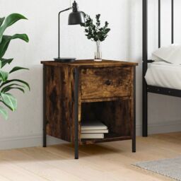 Berkfield Home Bedside Cabinet Smoked Oak 40x42x50 cm Engineered Wood in Brown - Size: 40 x 42 x 50 cm - thumbnail 1