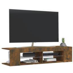 Berkfield Home TV Cabinet with LED Lights Smoked Oak 135x39x30 cm in Brown - Size: 135 x 39 x 30 cm - thumbnail 6