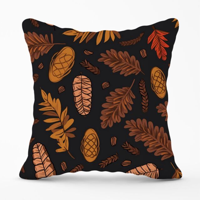 Warren Reed - Designer Autumn Leaves & Pinecones Cushions in Brown - Size: 60 cm x 60 cm - image 1
