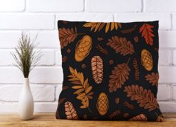 Warren Reed - Designer Autumn Leaves & Pinecones Cushions in Brown - Size: 60 cm x 60 cm - thumbnail 2