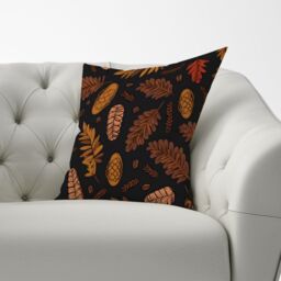 Warren Reed - Designer Autumn Leaves & Pinecones Cushions in Brown - Size: 60 cm x 60 cm - thumbnail 3