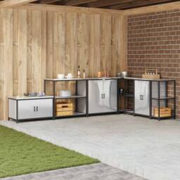 Berkfield Home Kitchen Storage Shelf with Storage Silver Stainless steel - thumbnail 2
