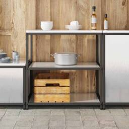Berkfield Home Kitchen Storage Shelf with Storage Silver Stainless steel - thumbnail 4