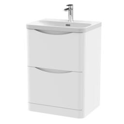 Balterley Bathroom Floor Standing 2 Drawer Vanity, Ceramic Basin, White, 600mm in White