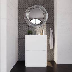 Balterley Bathroom Floor Standing 2 Drawer Vanity, Ceramic Basin, White, 600mm in White - thumbnail 2