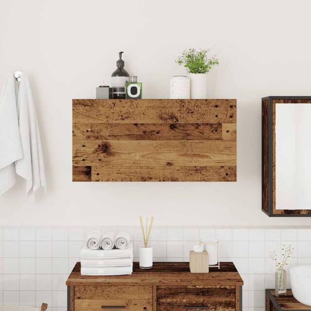 Berkfield Home Decorative Bathroom Wall Cabinet Old Wood 80x25x40 cm Engineered Wood in Brown - Size: 80 x 25 x 40 cm - image 1