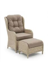 KDMD 5 Piece Beige Recliner Outdoor Rattan Chair & Table Set - thumbnail 4